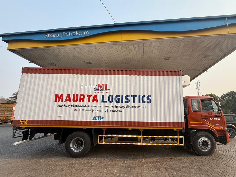 24-foot Maurya Logistics reefer body with ATP marking