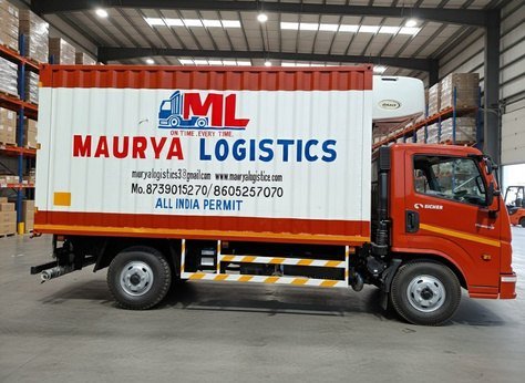 Eicher reefer vehicle loading at a pharmaceutical warehouse dock